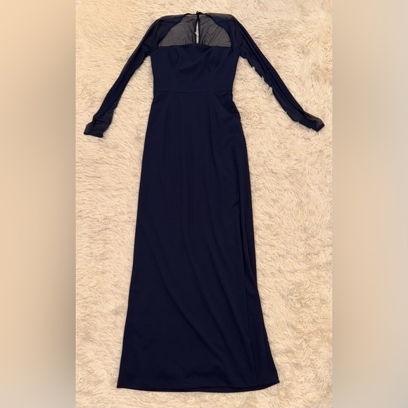 NWOT Dress the Population Navy Maxwell Square Neck Long Sleeve Gown Sz M - Picture 2 of 6